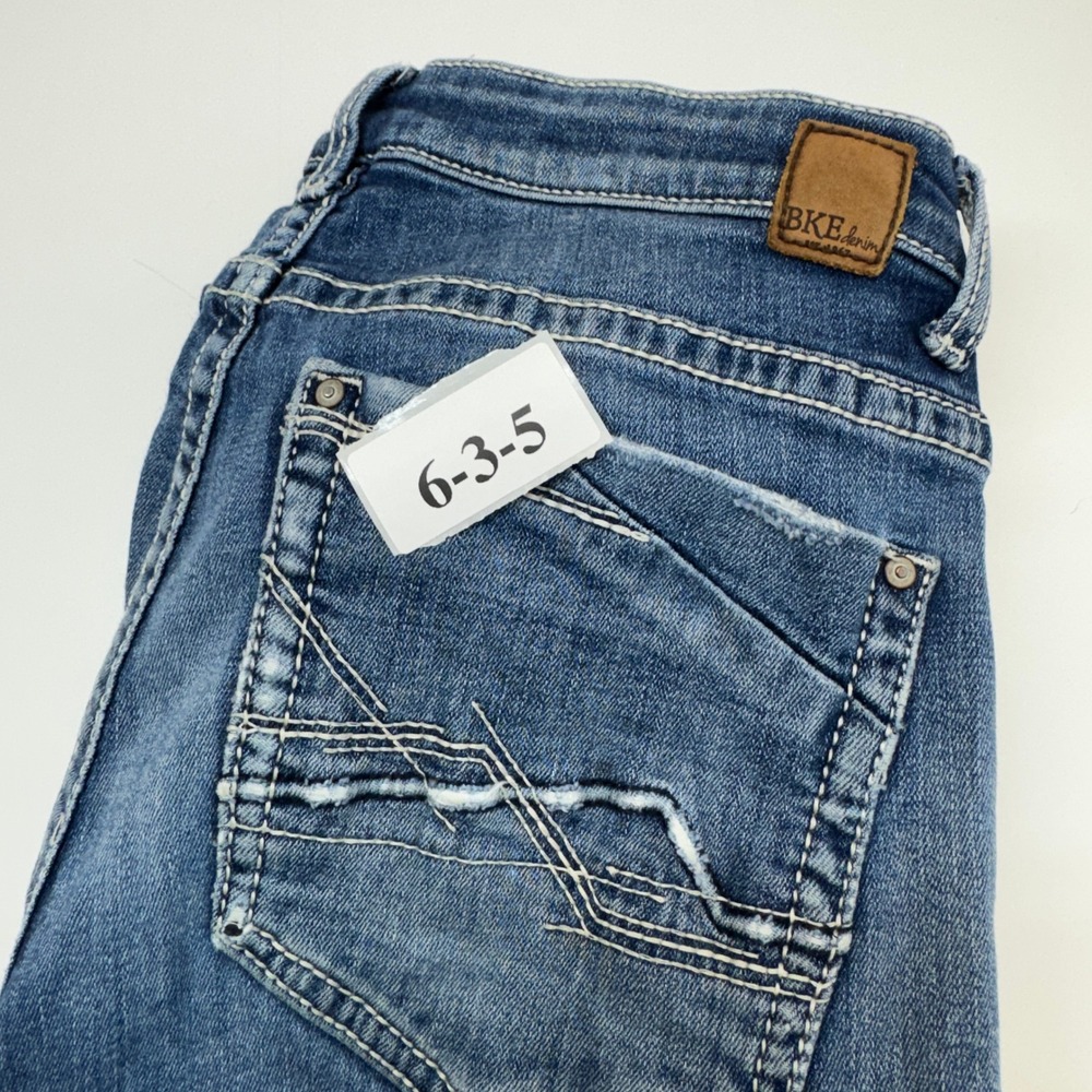BKE Jeans Womens 29R Blue Payton Straight Denim Distressed Y2K Western - Picture 7 of 10